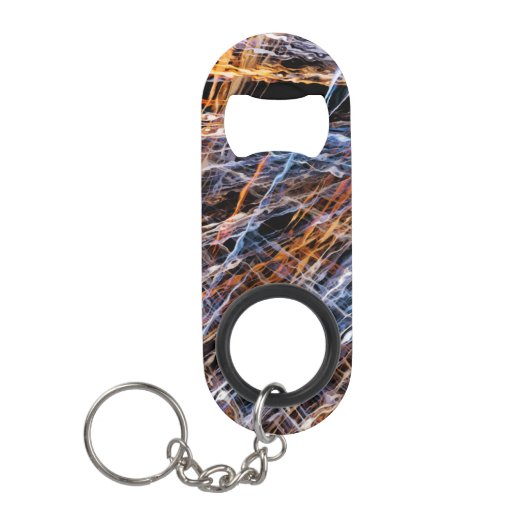 金ゴールド及び青い中断 キーホルダー栓抜き (正面)