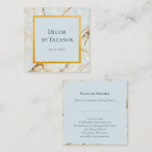 金ゴールド及び青い瑪瑙の正方形の名刺 スクエア名刺 (正面/裏面)