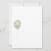 金ゴールド及び青色のベビー又はブライダルシャワー別郵便 招待状 (裏面)