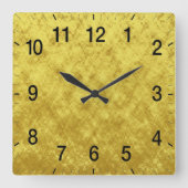 金ゴールド及び黄箔めっき抽象デザイン スクエア壁時計 (正面)