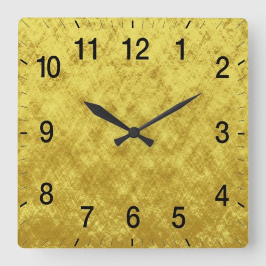 金ゴールド及び黄箔めっき抽象デザイン スクエア壁時計 (正面)