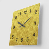 金ゴールド及び黄箔めっき抽象デザイン スクエア壁時計 (傾斜)