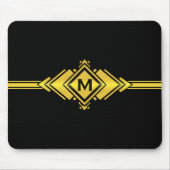 金ゴールド及び黒いアールデコベルトのモノグラム マウスパッド (正面)