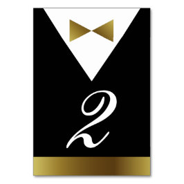 金ゴールド及び黒いタキシードのテーブルの第|モダンなフォーマル テーブルナンバー