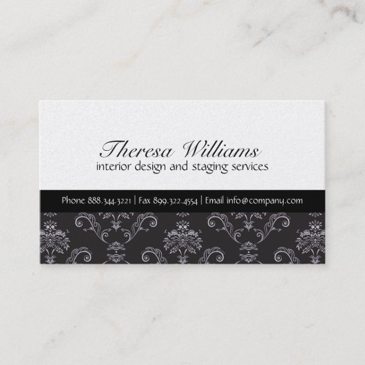 金ゴールド及び黒いダマスク織の名刺 名刺 (正面)