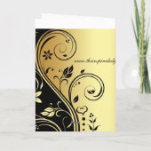 金ゴールド及び黒い花スクロールエレガントなサンキューカード サンキューカード (裏面)