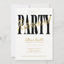 金ゴールド及び黒のモダンな退職のパーティの招待状 招待状