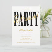 金ゴールド及び黒のモダンな退職のパーティの招待状 招待状 (スタンド正面)