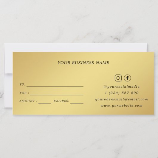 金ゴールド及び黒ハート美しいサロンギフト券 (裏面)