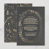 金ゴールド及び黒板フローラ結婚リース詳細 エンクロージャーカード (正面/裏面)