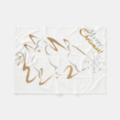 金ゴールド及びChrismasの銀製の木 フリースブランケット (正面(横))