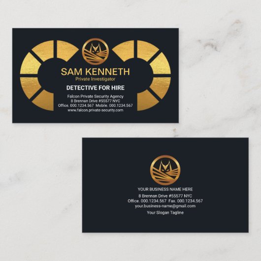 金ゴールド双眼鏡金ゴールド《鳥》ハヤブサ私立調査員 名刺 (正面/裏面)