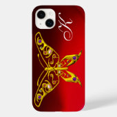 金ゴールド双蝶と宝石、赤いブルゴーニュ Case-Mate iPhoneケース (裏面)