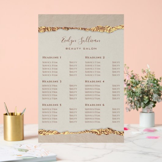 金ゴールド取り込み紙価格表 アクリルサイン (ウェディング)