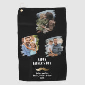 金ゴールド口ひげ父の日3写真 ゴルフタオル (正面)