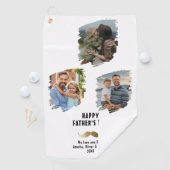 金ゴールド口ひげ父の日3写真 ゴルフタオル (インサイチュ)