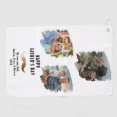 金ゴールド口ひげ父の日3写真 ゴルフタオル (横)