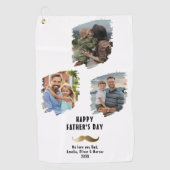 金ゴールド口ひげ父の日3写真 ゴルフタオル (正面)