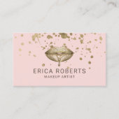 金ゴールド口紅(ばちゃばちゃ)跳ねる赤面ピンクメイクアップアーティスト 名刺 (正面)