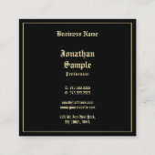 金ゴールド古い英語スクリエレガントプトフォントプロフェッショナル スクエア名刺 (裏面)