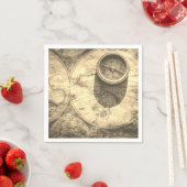 金ゴールド古代マップ&コンパス紙ナプキンス スタンダードカクテルナプキン (インサイチュ)