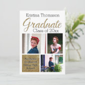 金ゴールド台本フォトコラージュ高校卒業 招待状 (スタンド正面)