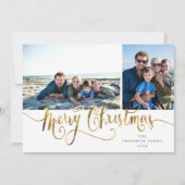 金ゴールド台本メリークリスマスタータンチェックフォトカード シーズンカード (正面)