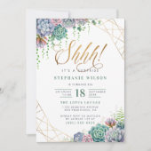 金ゴールド台本植物の驚きの誕生日パーティー 招待状 (正面)