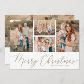 金ゴールド台本5フォトメリークリスマスフラット シーズンカード (正面/裏面)