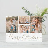 金ゴールド台本5フォトメリークリスマスフラット シーズンカード (スタンド正面)