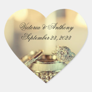 金ゴールド名の日付スク結婚リプト ハートシール