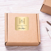 金ゴールド名の署名のビジネスロゴ スクエアシール