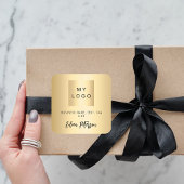 金ゴールド名の署名のビジネスロゴ スクエアシール