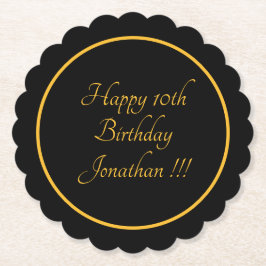 金ゴールド名エレガントハッピーバースデー円状 ペーパーコースター