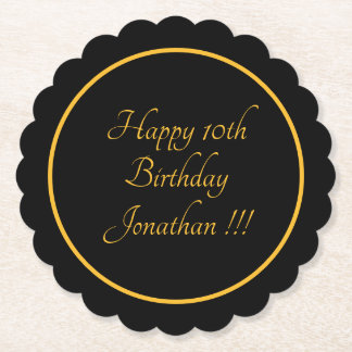 金ゴールド名エレガントハッピーバースデー円状 ペーパーコースター