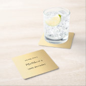 金ゴールド名スクリプト誕生日 スクエアペーパーコースター (インサイチュ)