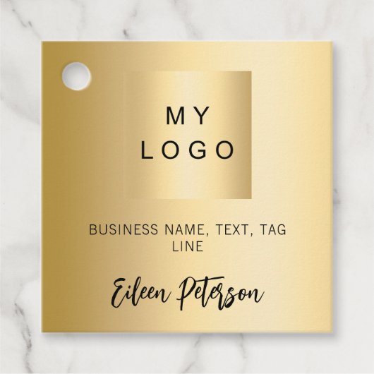 金ゴールド名ビジネスロゴQRコードつるラベル フェイバータグ (正面)