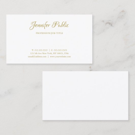 金ゴールド名フォントエレガントテンプレート 名刺 (正面/裏面)