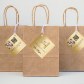 金ゴールド名ロゴ写真QRコードつるラベル フェイバータグ