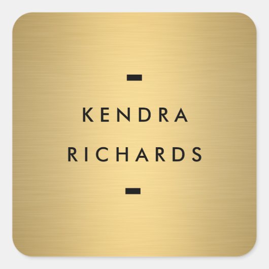 金ゴールド名ロゴ スクエアシール (正面)