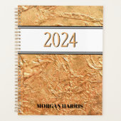 金ゴールド名前をカスタムする2024 プランナー手帳 (正面)