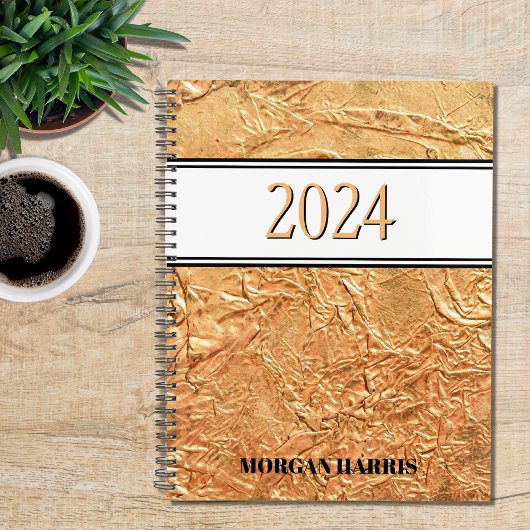 金ゴールド名前をカスタムする2024 プランナー手帳