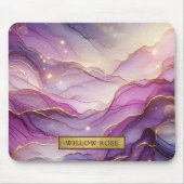 金ゴールド名抽象芸術パープモダンルピンクシックなスパークル マウスパッド (正面)