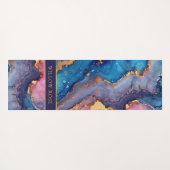 金ゴールド名抽象芸術モダンブルーパープルピンクシック ヨガマット (裏面(横))