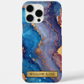 金ゴールド名抽象芸術モダンブルーパープルピンクシック Case-Mate iPhoneケース (裏面)