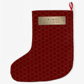 金ゴールド名札ハニカム養蜂場 ラージクリスマスストッキング (裏面)