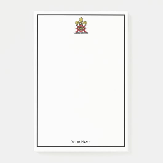 金ゴールド名門私立校風のレッドヘラルディッククレスト（紋章の）フラ・ダ・リエンブレム ポストイット (正面)