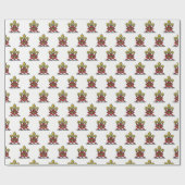 金ゴールド名門私立校風のレッドヘラルディッククレスト(紋章の)フラ・ダ・リエンブレム ラッピングペーパー (フラット)