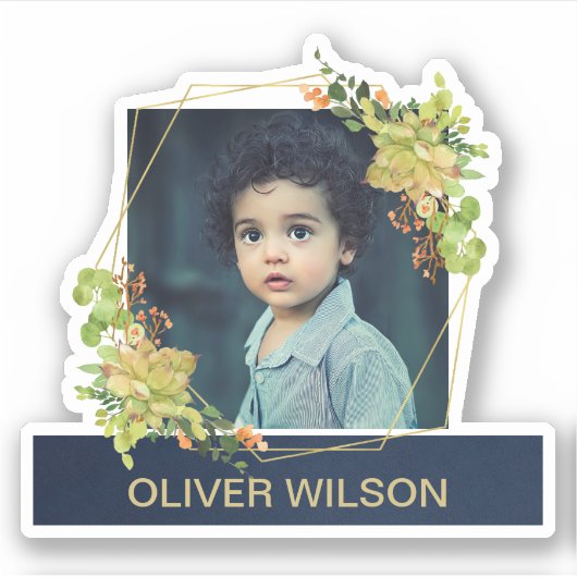 金ゴールド吸汁葉リースフォトオーバーレイ シール (正面)