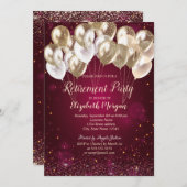 金ゴールド吹き出しドット赤い退職 招待状 (正面/裏面)